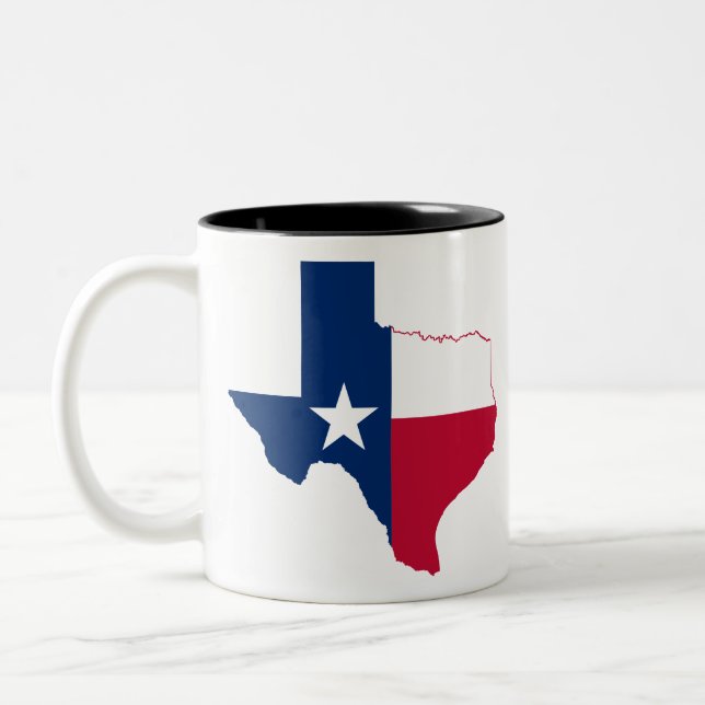 Texas map flag Two-Tone coffee mug (Left)