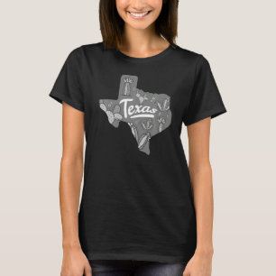 Texas Map Floral Cactus Pretty Texas State Outfit T-Shirt