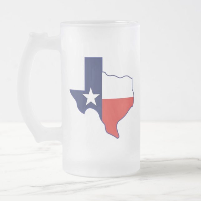 TEXAS MAP FROSTED GLASS BEER MUG (Left)