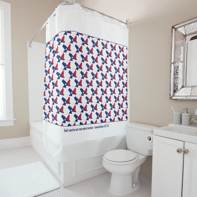 TEXAS MAP Lone Star State Customised Scripture Shower Curtain (In Situ)