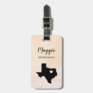 Texas Map Luggage Tag, Wedding Party Welcome Luggage Tag