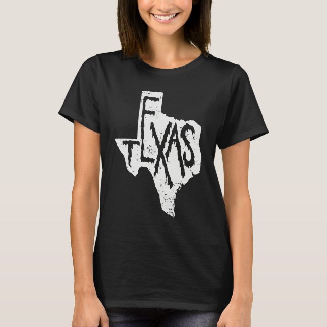 Texas Map Outline State of USA T-Shirt (Front)
