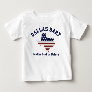 Texas Map   Patriotic USA Flag   Your City or Text Baby T-Shirt