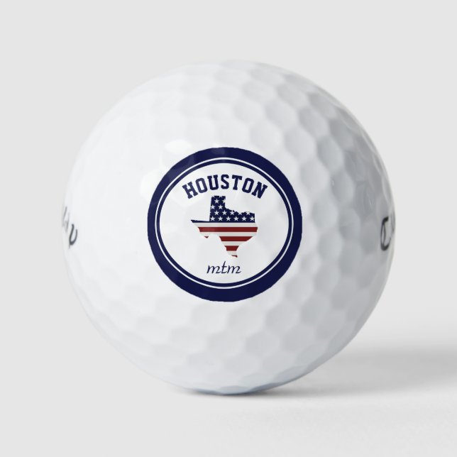 Texas Map | Patriotic USA Flag | Your City or Text Golf Balls (Front)