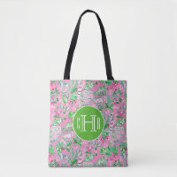 Texas Map Pink & Green Preppy Pattern Monogram