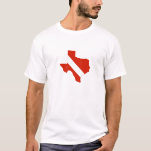 Texas Map Shaped Texan Lone Star Scuba Diving Flag T-Shirt