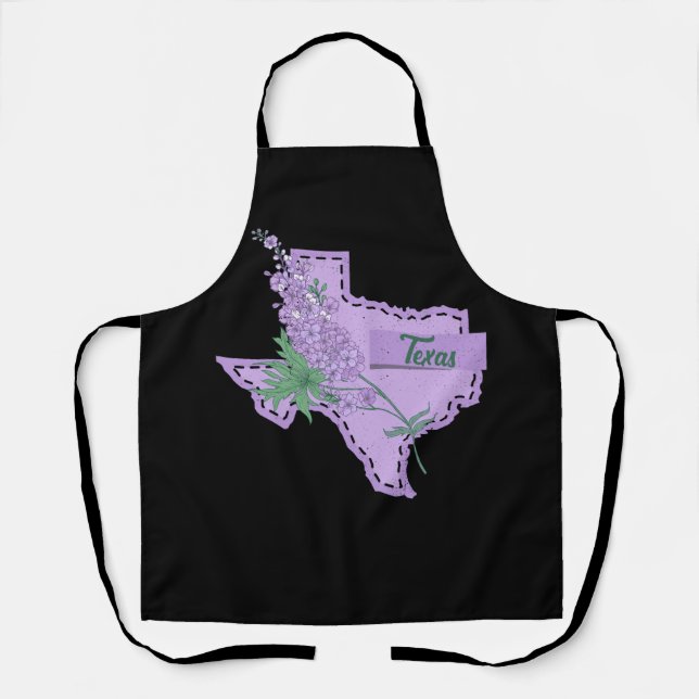 Texas Map State Of America Bluebonnet Purple Flowe Apron (Front)