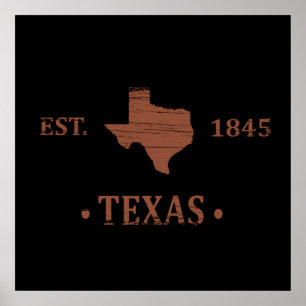 Texas map the lone star state poster