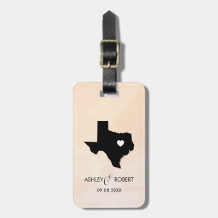 Texas Map Wedding Luggage Tag, Custom Gift Luggage Tag
