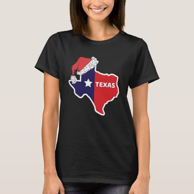 Texas Map With Santa Hat Xmas Christmas Men Women  T-Shirt (Front)