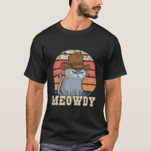 Texas Meowdy Cat Cowboy Hat Feline Funny Lover Pun T-Shirt