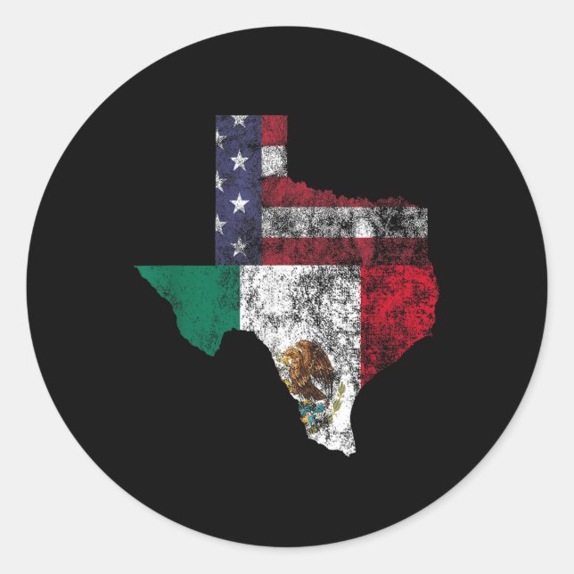 Texas Mexico American Flag Cinco De Mayo Mexican T Classic Round Sticker (Front)
