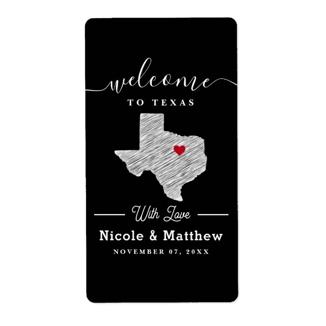 Texas Minimalist Texan Map Wedding Welcome (Front)