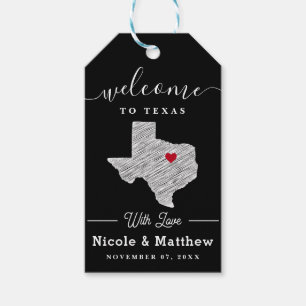 Texas Minimalist Texan Map Wedding Welcome Gift Tags