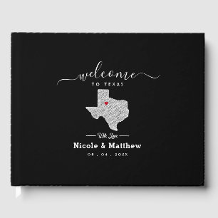 Texas Minimalist Texan Map Wedding Welcome Guest Book