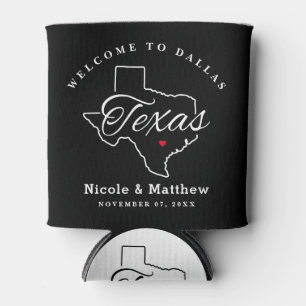 Texas Minimalist Wedding Welcome Can Cooler