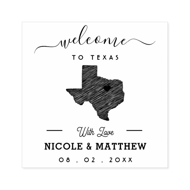 Texas Minimalist Wedding Welcome Rubber Stamp (Imprint)