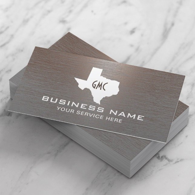 Texas Monogram Logo Faux Copper Metal Business Card (Creator Uploaded)