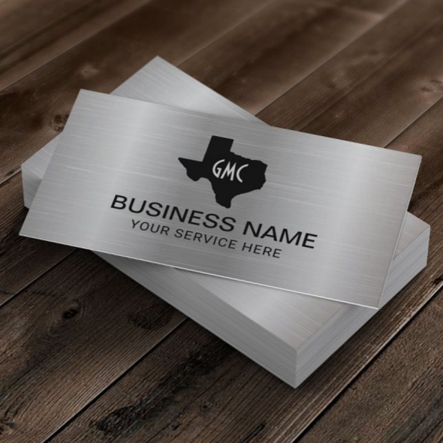Texas Monogram Logo Modern Metal Business Card (Creator Uploaded)