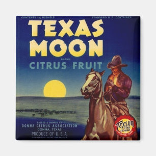 Texas Moon Citrus Fruit Crate Label Magnet