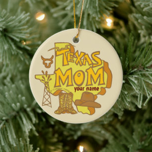 Texas Mum Ceramic Tree Decoration
