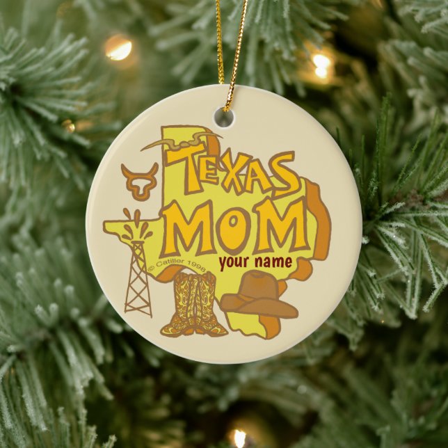 Texas Mum  Ceramic Tree Decoration (Tree)