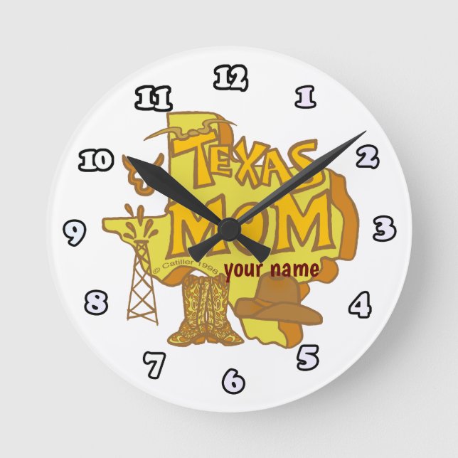 Texas Mum  Round Clock (Front)