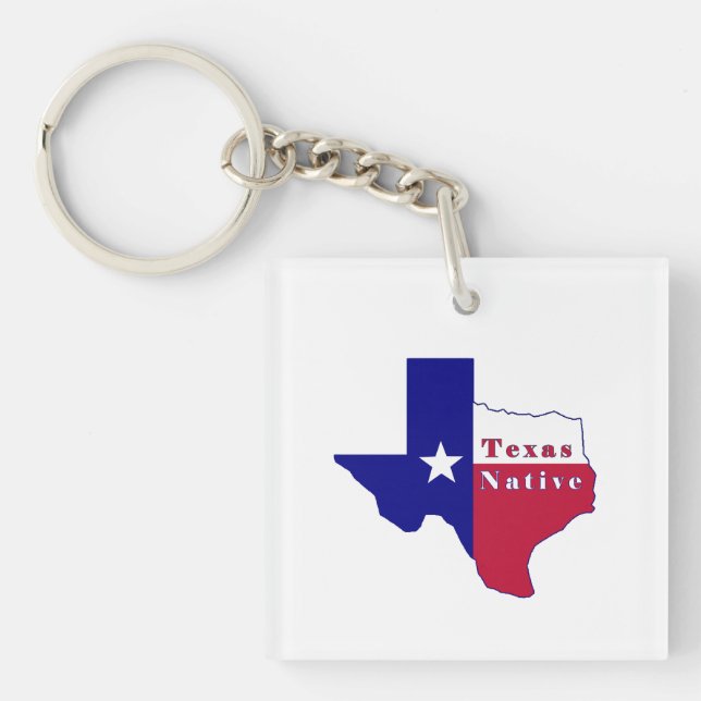 Texas Native Flag Map Key Ring (Front)