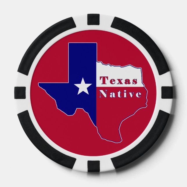 Texas Native Flag Map Poker Chips (Front)