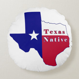Texas Native Flag Map Round Cushion