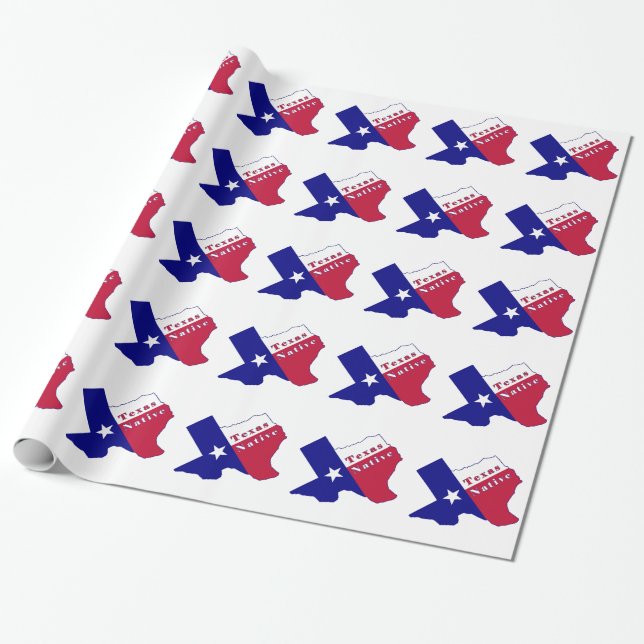 Texas Native Flag Map Wrapping Paper (Unrolled)