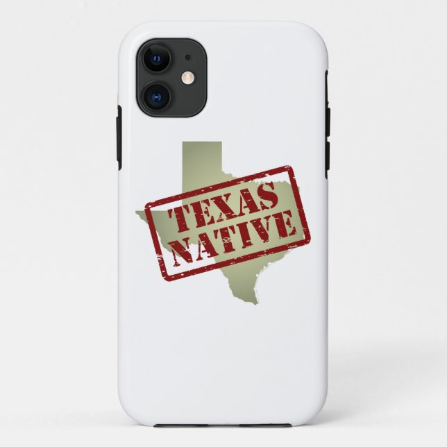 Texas Native Stamped on Map Case-Mate iPhone Case (Back)