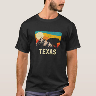 Texas Nature Wild Bear Retro Sunset Hiking T-Shirt