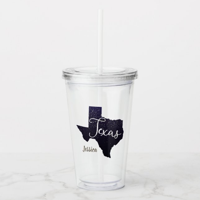 Texas Night Stars State Shape Acrylic Tumbler (Front)