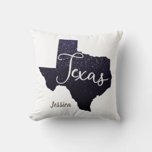 Texas Night Stars State Shape Cushion