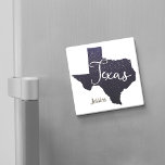 Texas Night Stars State Shape Magnet<br><div class="desc">Just like the stars at night in Texas, this state shape features a night sky blue state with a sprinkle of glittery stars. A classy, elegant design with the word "Texas" cut out of the center. Perfect for coordinating decor or just a unique and lovely way to show off your...</div>