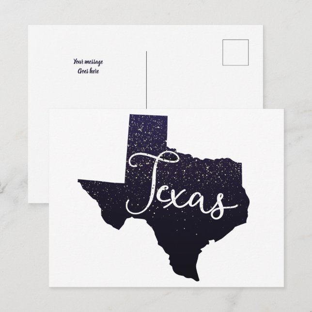 Texas Night Stars State Shape Postcard (Front/Back)