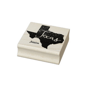 Texas Night Stars State Shape Rubber Stamp