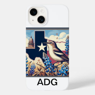 Texas Northern Mockingbird and Bluebonnet Flower Case-Mate iPhone 14 Case