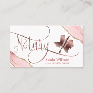 Texas Notary Loan Signing Agent Modern Blush Pink Business Card