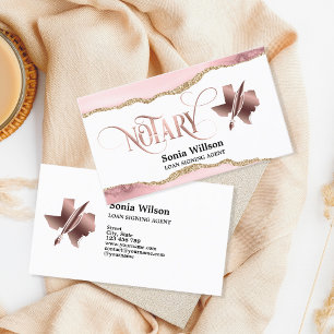 Texas Notary Loan Signing Agent Modern Blush Pink Business Card