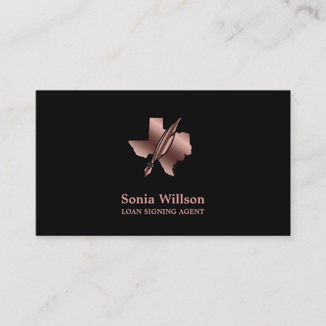 Texas Notary Loan Signing Agent Modern Blush Pink  Business Card (Front)