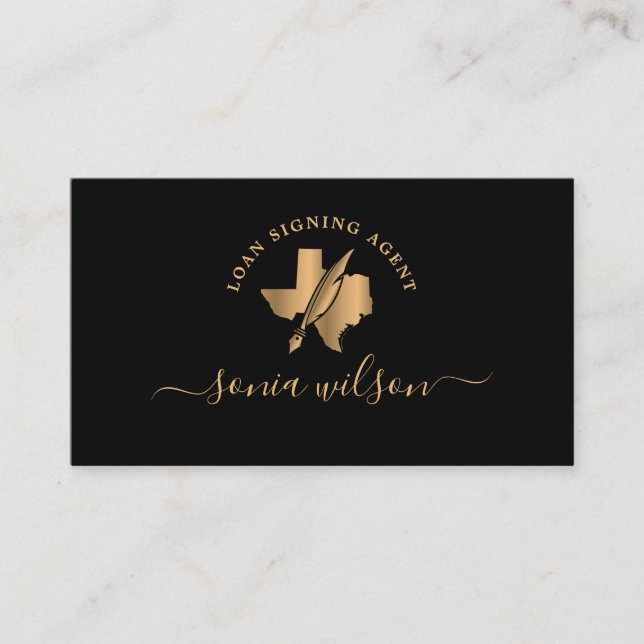 Texas Notary Loan Signing Agent Modern Typography  Business Card (Front)