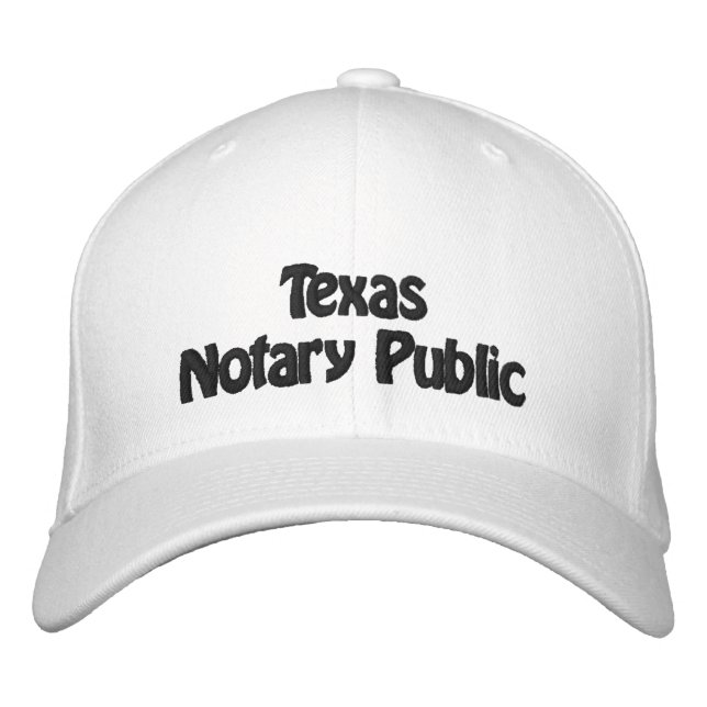 Texas Notary Public Embroidered Baseball Cap (Front)