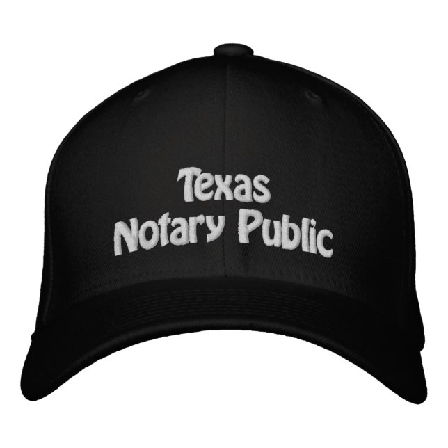 Texas Notary Public Embroidered Baseball Cap (Front)