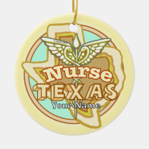 Texas Nurse Caduceus Ceramic Tree Decoration