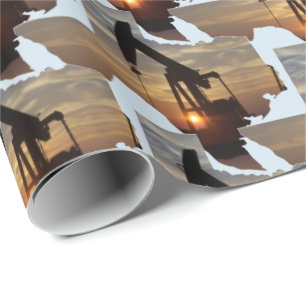 Texas Oil Pump Jack At Sunset Gift Wrapping Paper