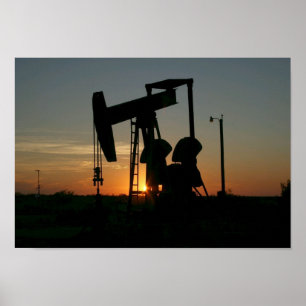 Texas Oil Pumpjack at Sunset Poster