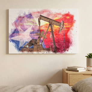 Texas Oil Pumpjack: Lone Star State Heritage Art Canvas Print