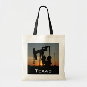 Texas Oil Pumpjack Silhouette at Sunset Tote Bag
